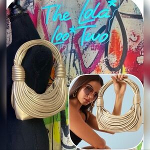 Haute Sauce Wire Handbag in Gold • NEW • Unique Knotted Hobo •